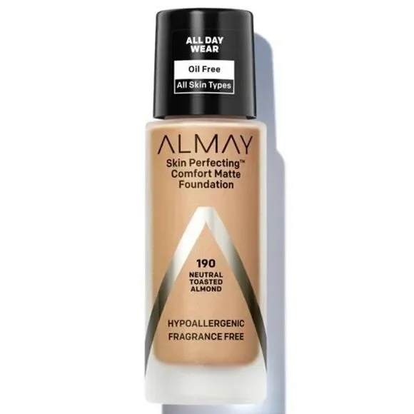 190 Almay Skin Perfecting Comfort Matte Foundation Hypoallergenic Neutral Toaste - Picture 1 of 4
